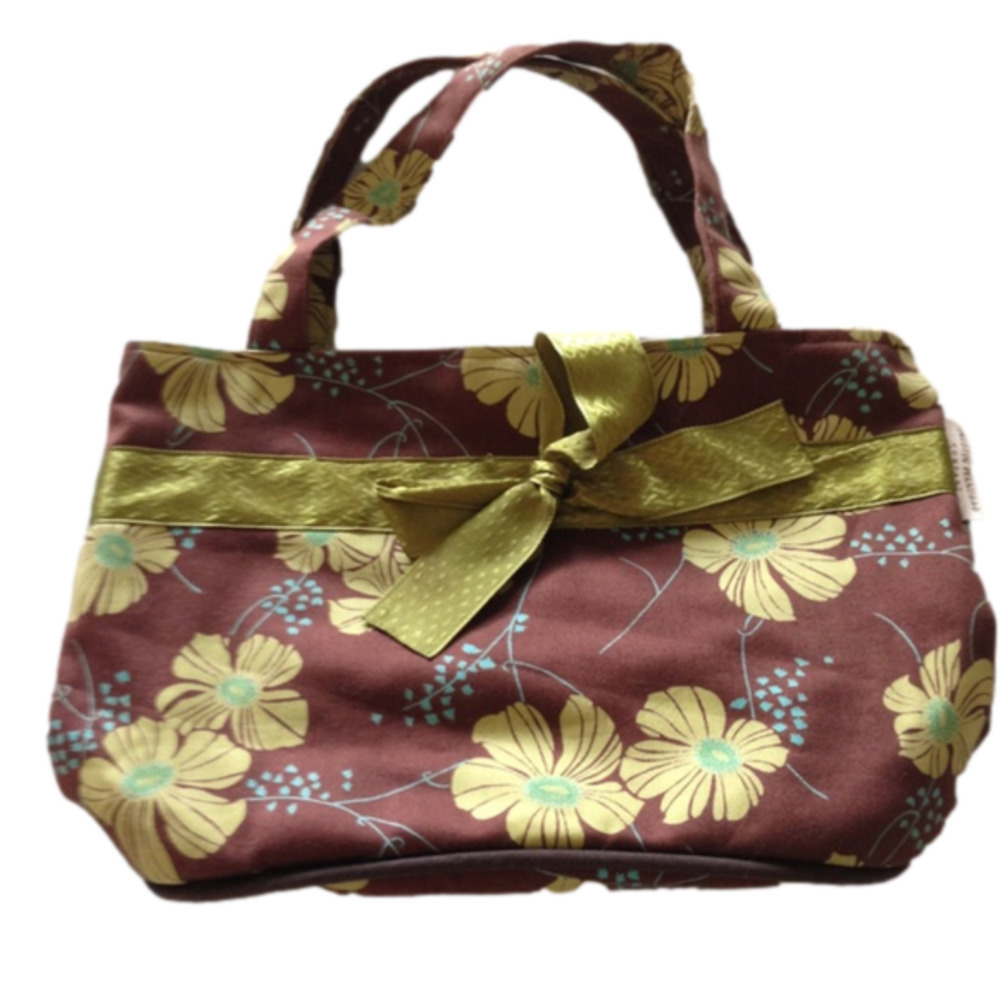Burgundy and lime green Austin Handbag CO purse